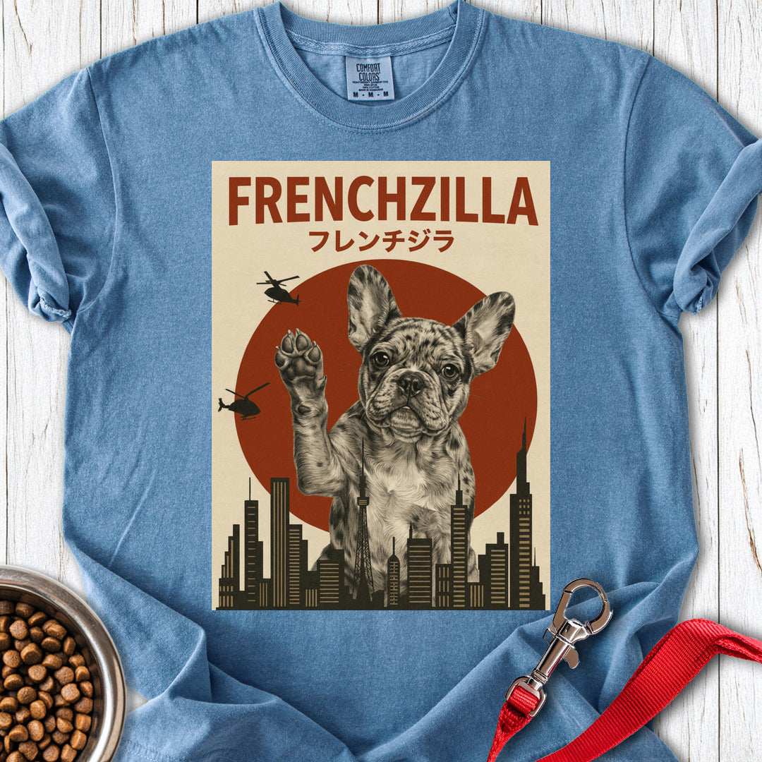 Merle French Bulldog Frenchzilla Premium Tee Blue Jean
