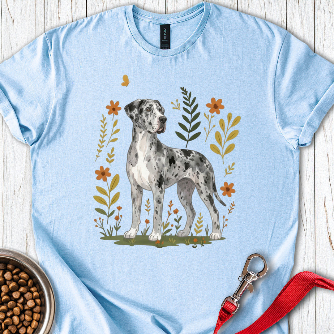 Merle Great Dane Flowers Light Blue