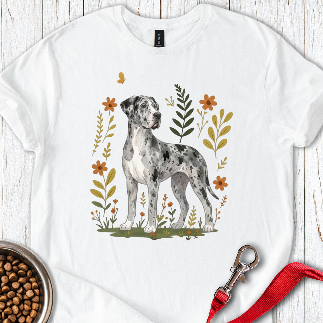 Merle Great Dane Flowers White