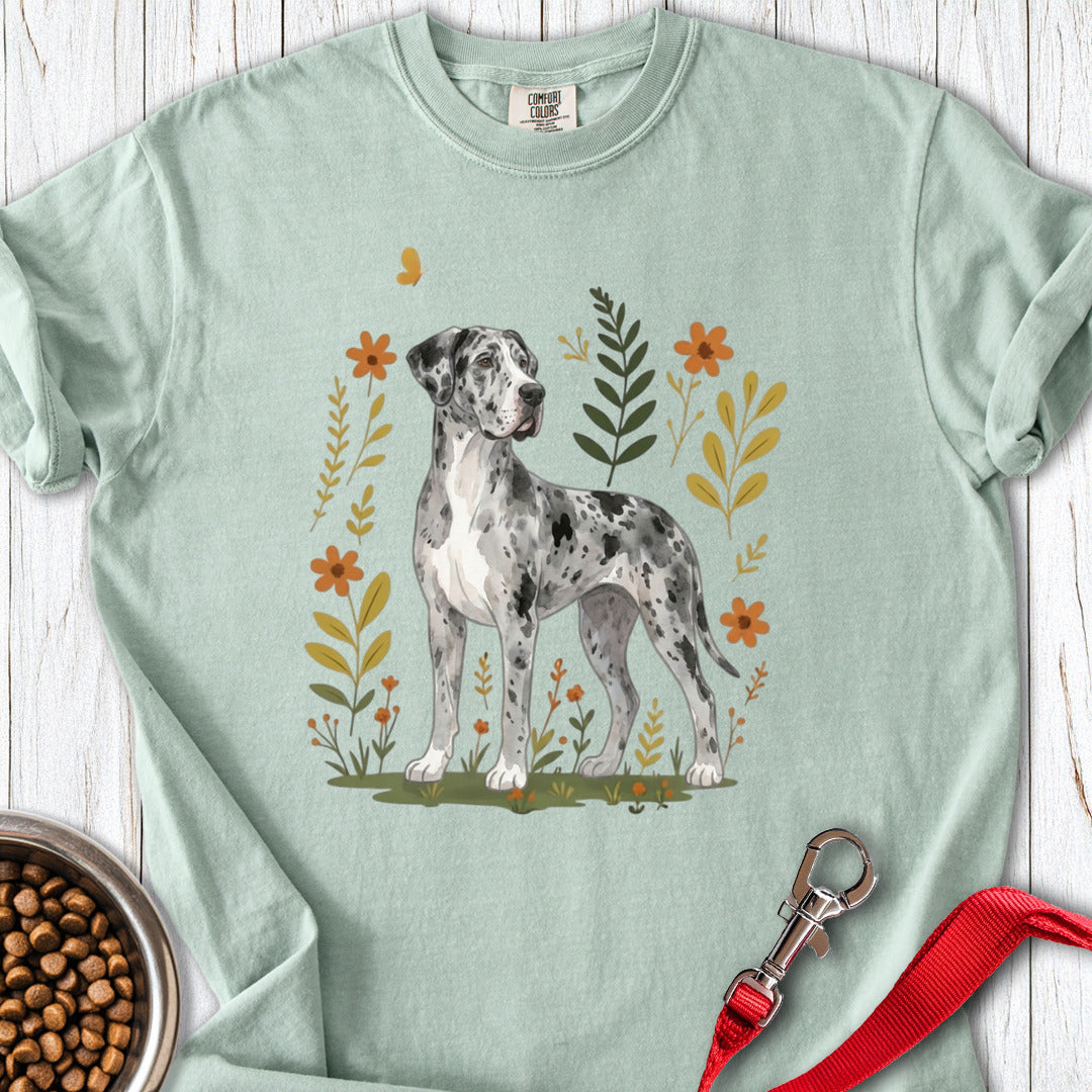Merle Great Dane Flowers Premium Tee — Bay