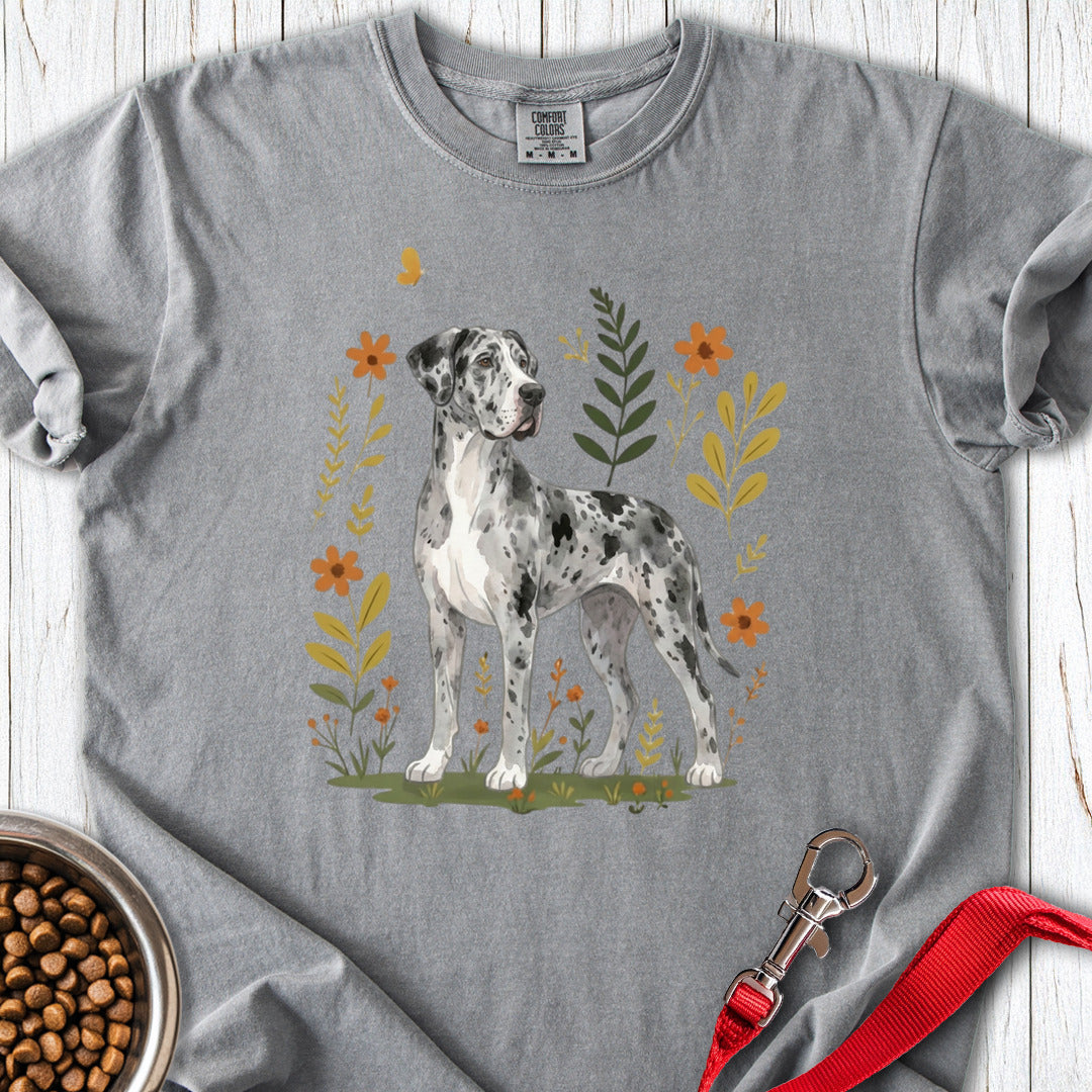 Merle Great Dane Flowers Premium Tee — Grey