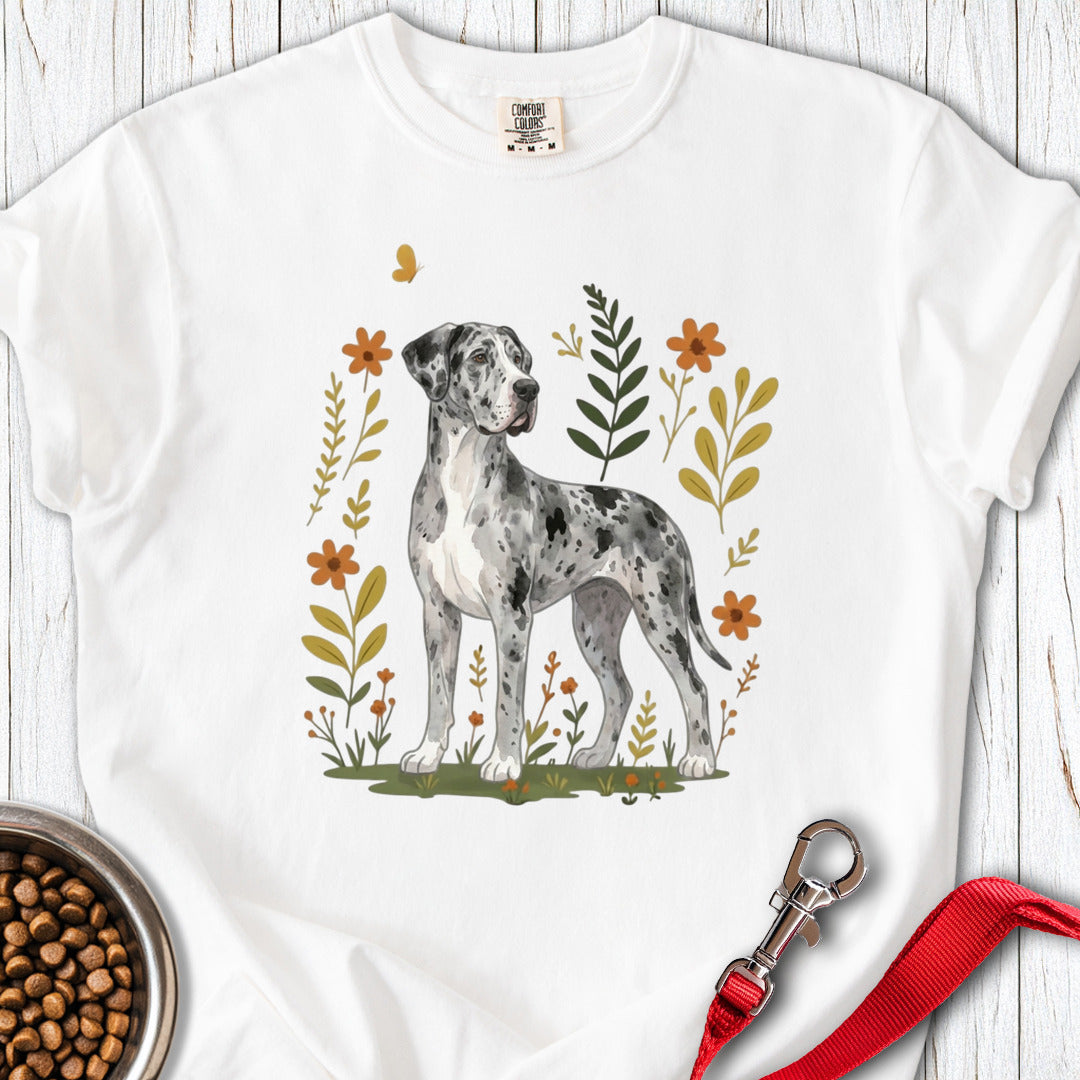 Merle Great Dane Flowers Premium Tee — White