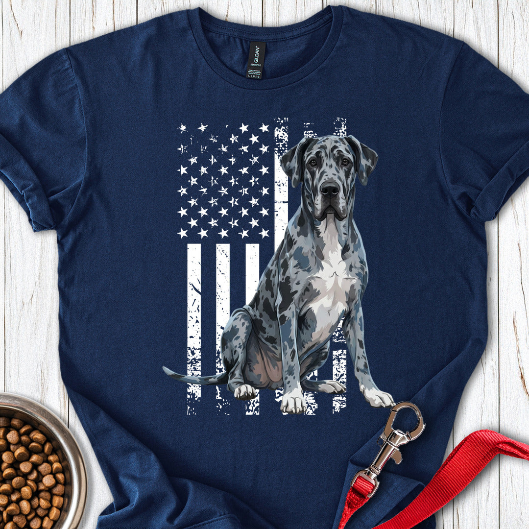 Merle Great Dane USA Flag Navy