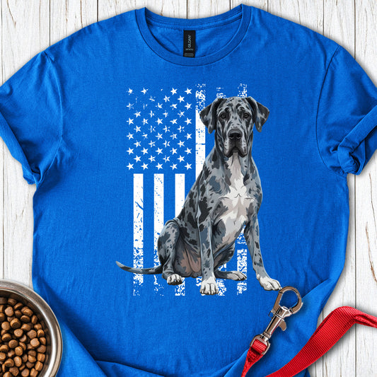 Merle Great Dane USA Flag Royal