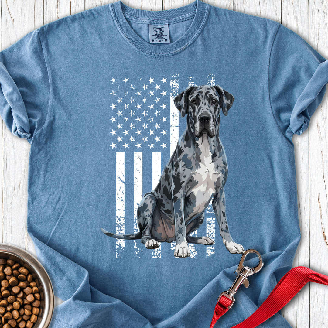 Merle Great Dane USA Flag Premium Tee — Blue Jean