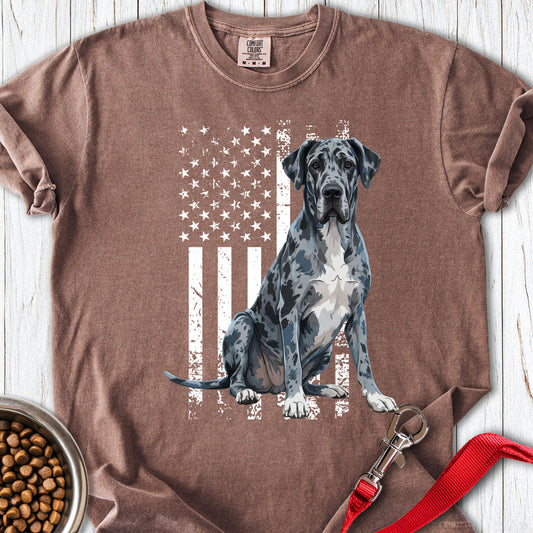 Merle Great Dane USA Flag Premium Tee — Espresso