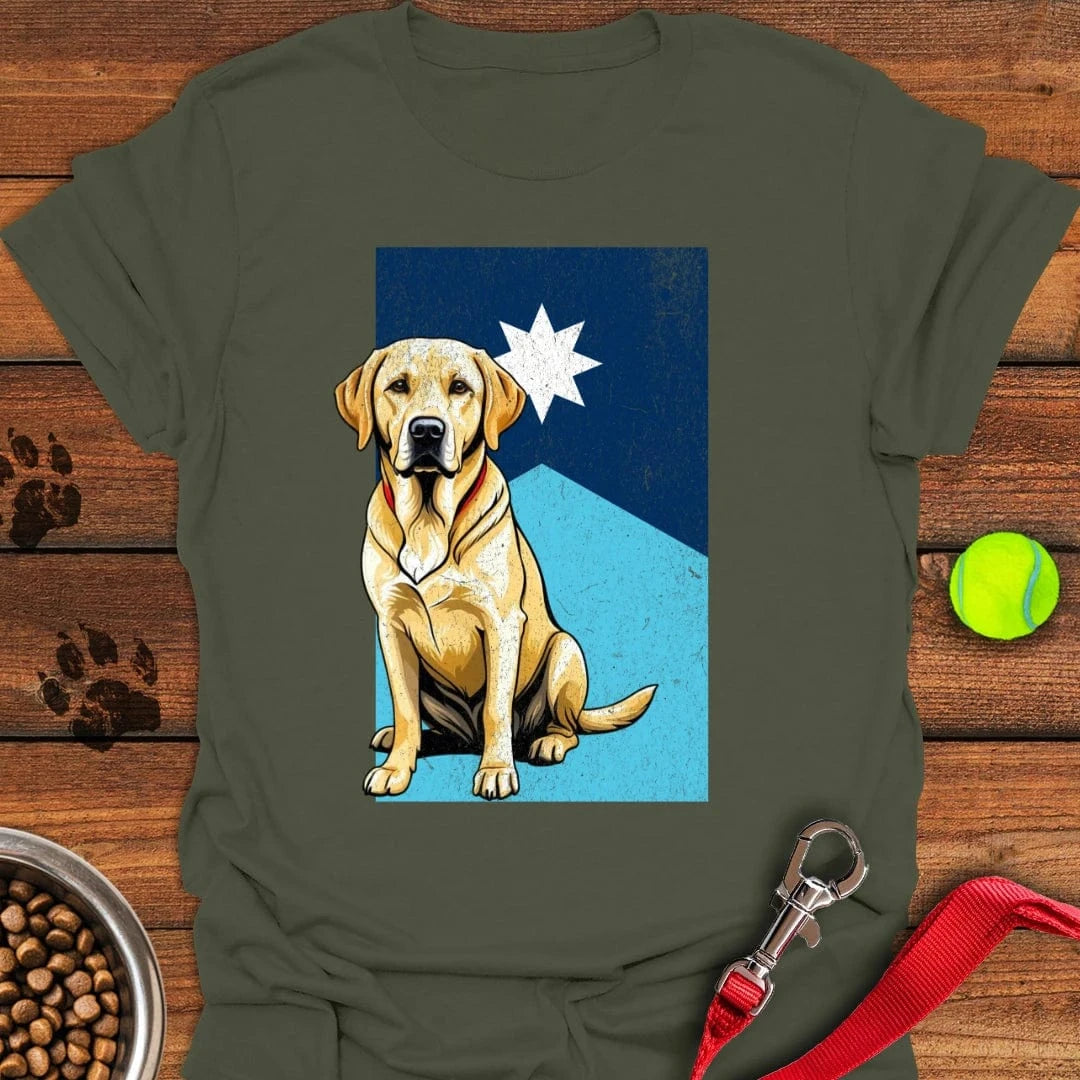 Yellow Labrador Minnesota Flag T-Shirt Military Green