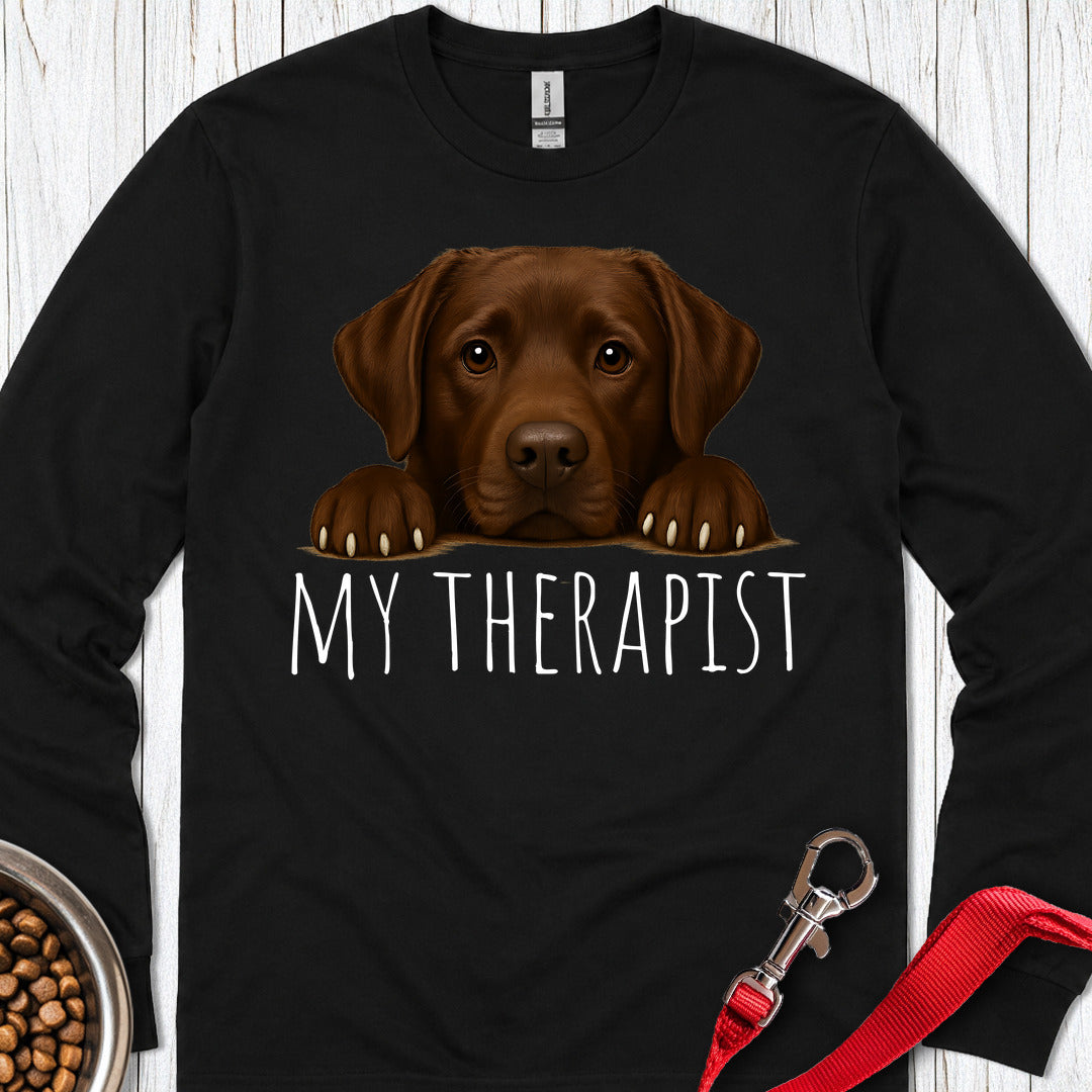 My Therapist Chocolate Lab Long Sleeve — Black