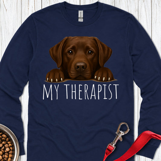 My Therapist Chocolate Lab Long Sleeve — Navy