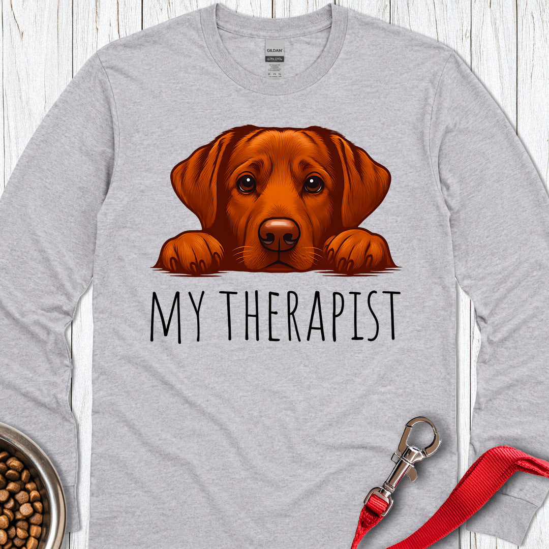My Therapist Fox Red Lab Long Sleeve — Sport Grey