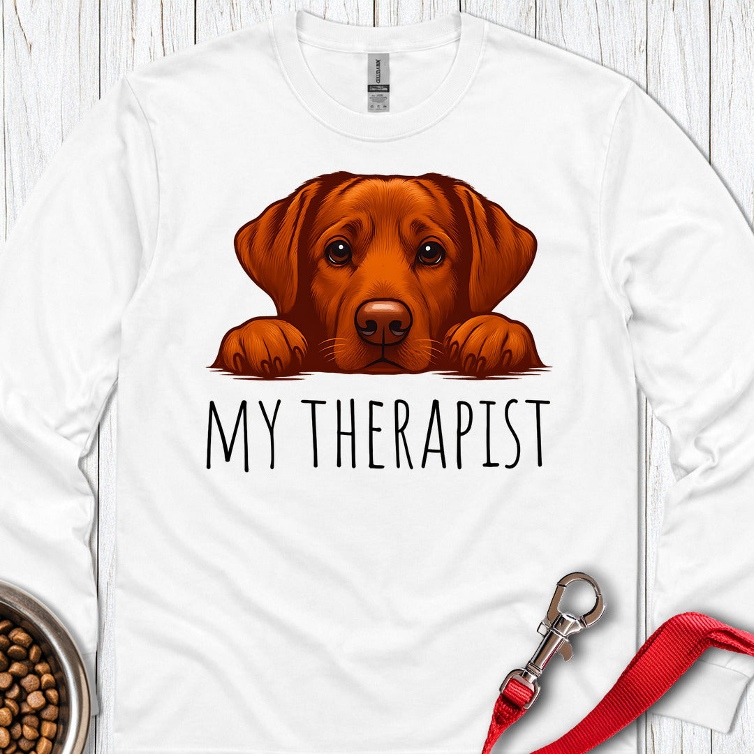 My Therapist Fox Red Lab Long Sleeve — White