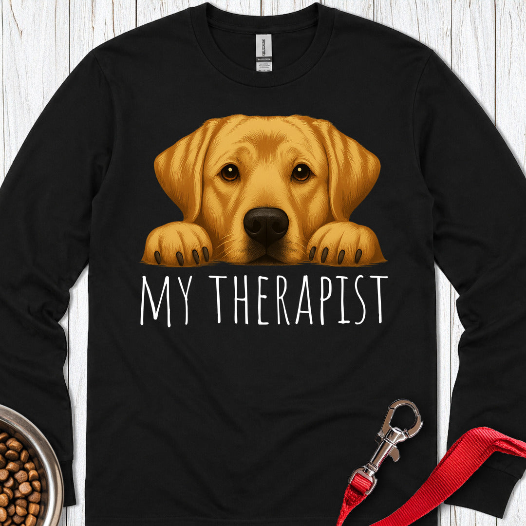 My Therapist Yellow Labrador Long Sleeve — Black
