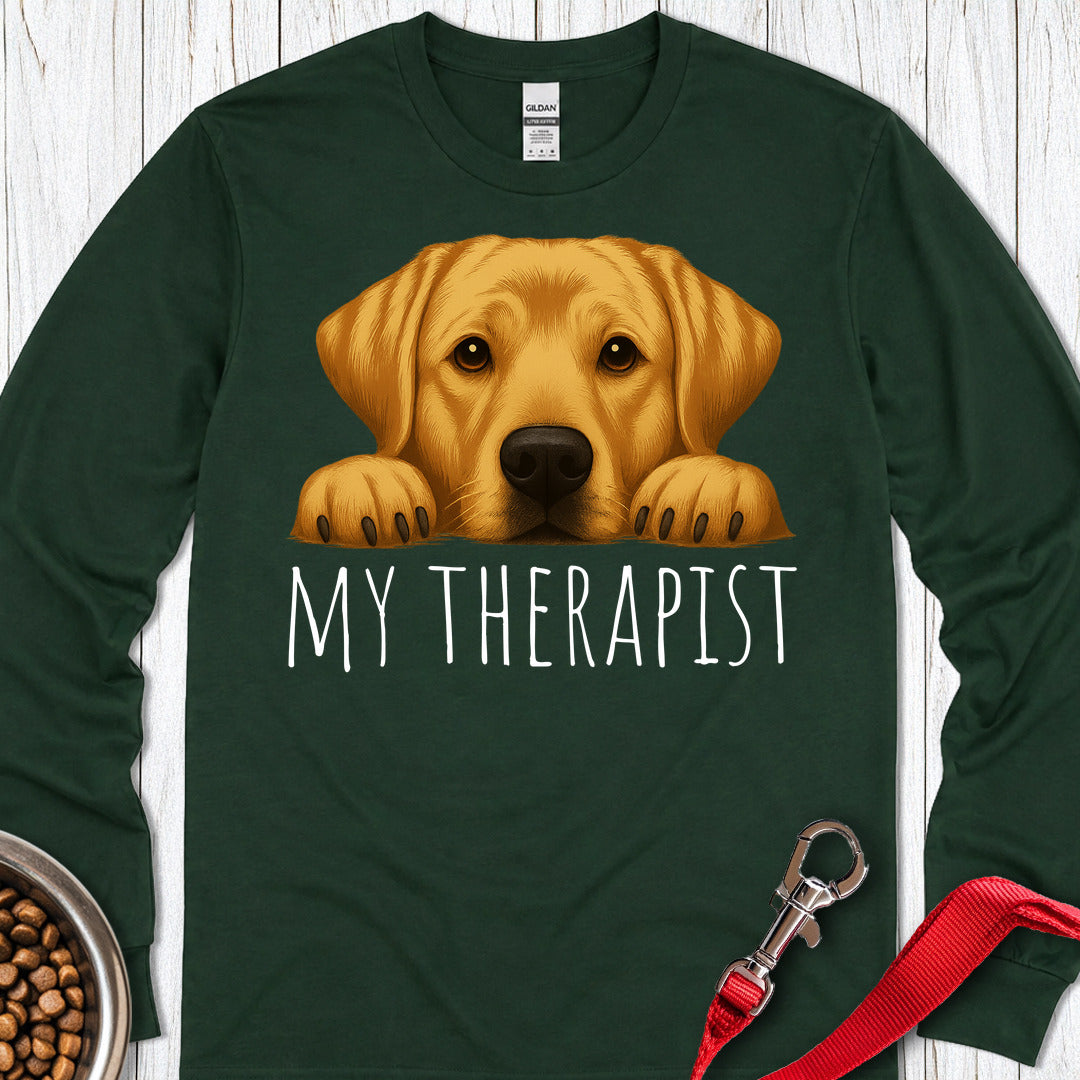 My Therapist Yellow Labrador Long Sleeve — Forest Green