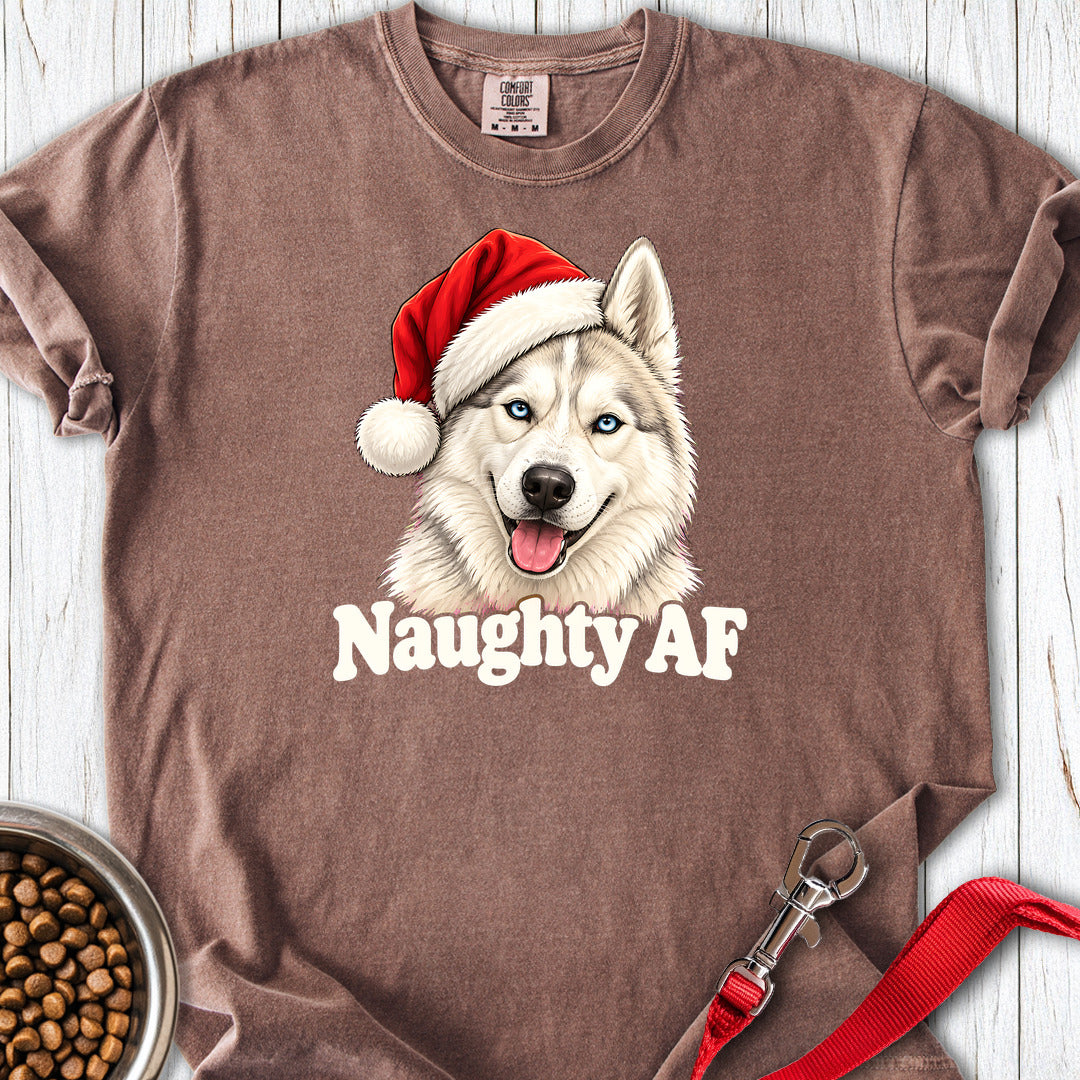Naughty White Siberian Husky Christmas Premium Tee — Espresso