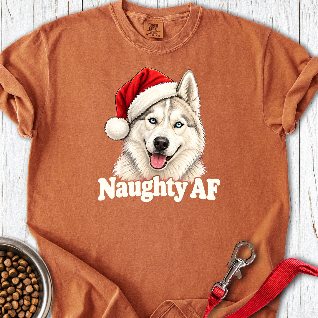 Naughty White Siberian Husky Christmas Premium Tee — Yam