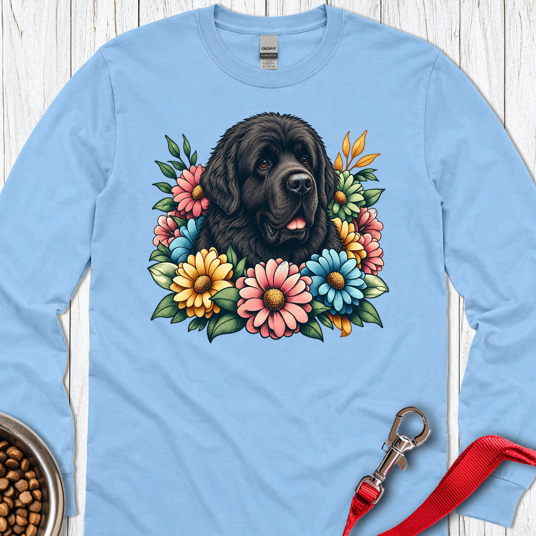 Newfoundland Flower Wreath Long Sleeve — Carolina Blue
