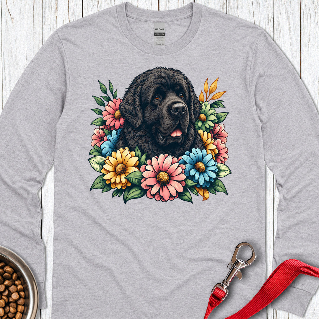 Newfoundland Flower Wreath Long Sleeve — Sport Grey