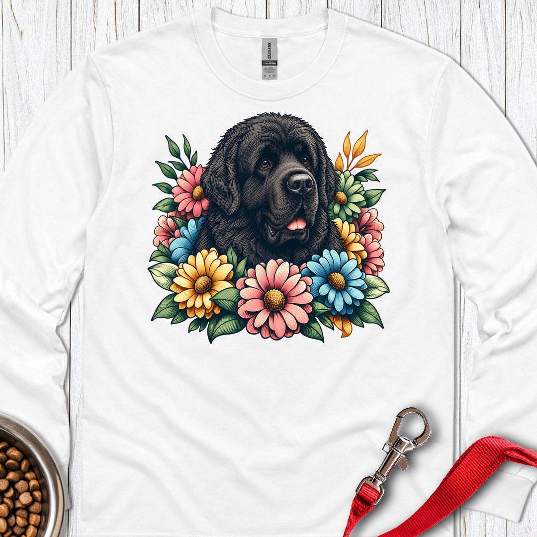 Newfoundland Flower Wreath Long Sleeve — White