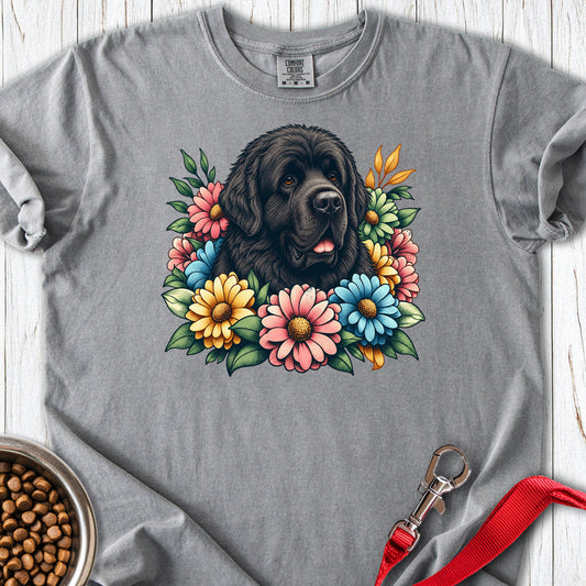Newfoundland Flower Wreath Premium Tee — Grey