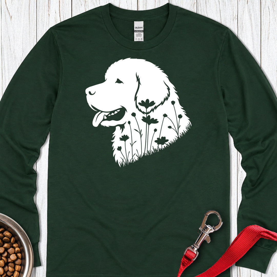 Newfoundland Flowers Long Sleeve — Forest Green
