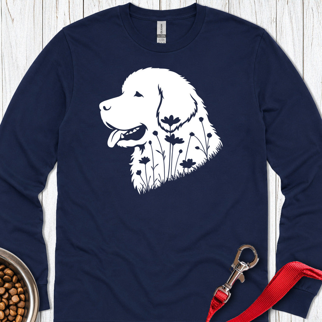 Newfoundland Flowers Long Sleeve — Navy