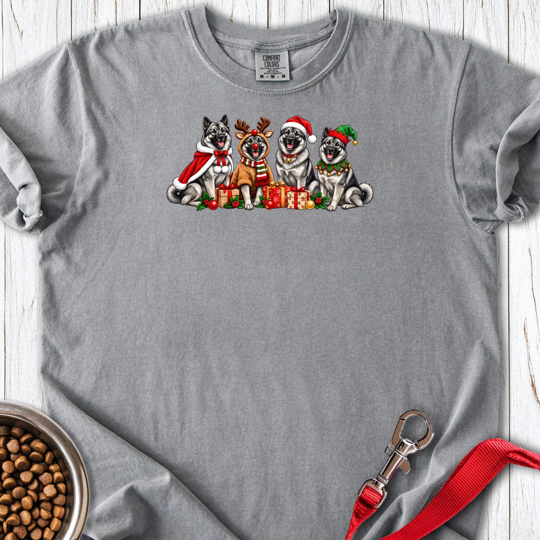 Norwegian Elkhound Christmas Group Premium Tee — Grey