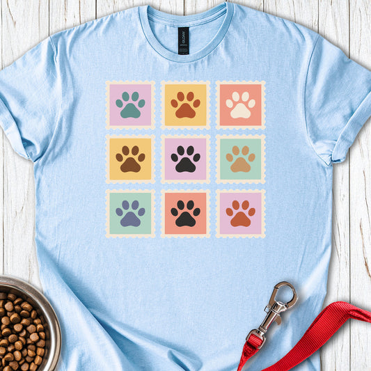 Pastel Paw Print Stamps Light Blue