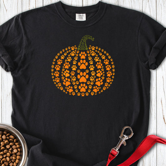 Paw Print Pumpkin Premium Tee — Black