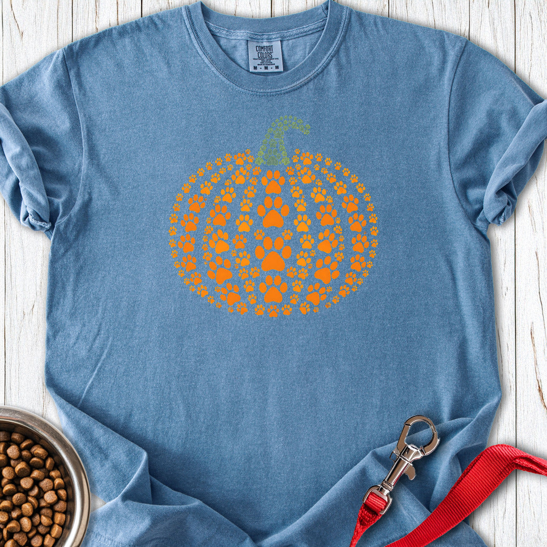 Paw Print Pumpkin Premium Tee — Blue Jean