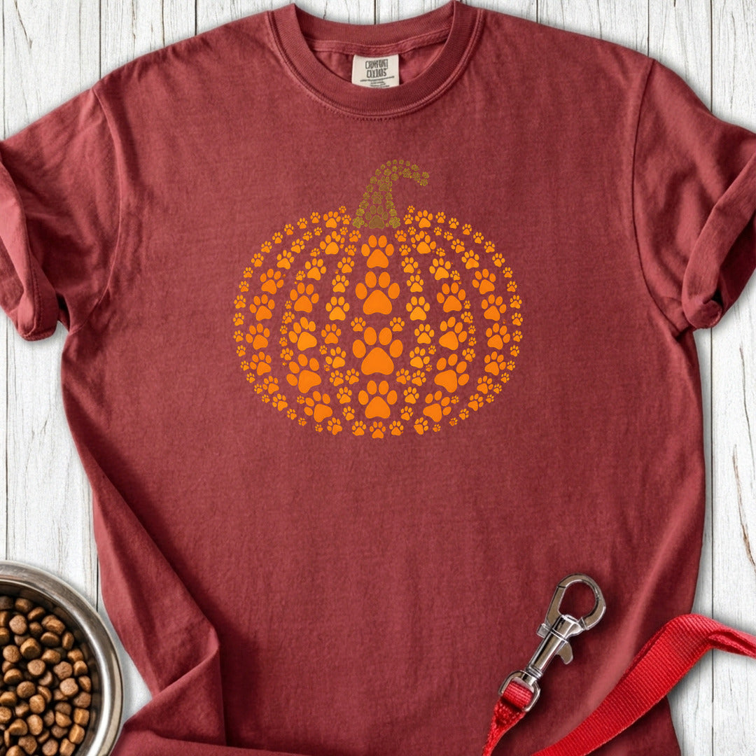 Paw Print Pumpkin Premium Tee — Brick