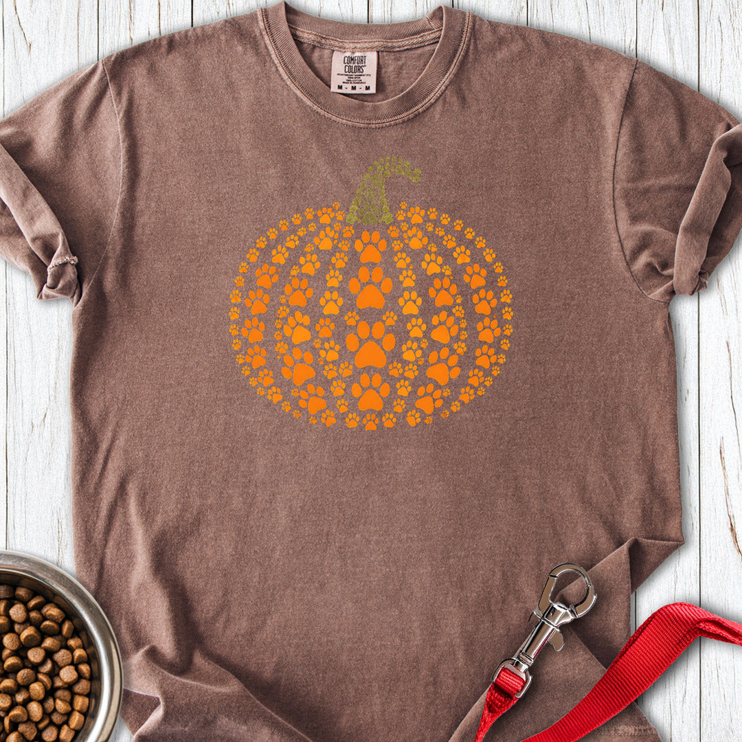 Paw Print Pumpkin Premium Tee — Espresso