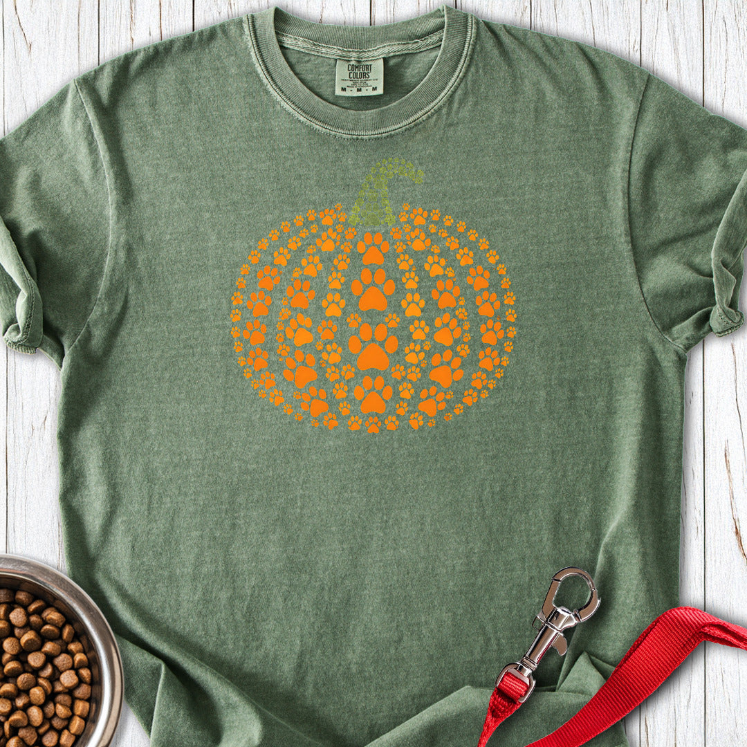 Paw Print Pumpkin Premium Tee — Moss
