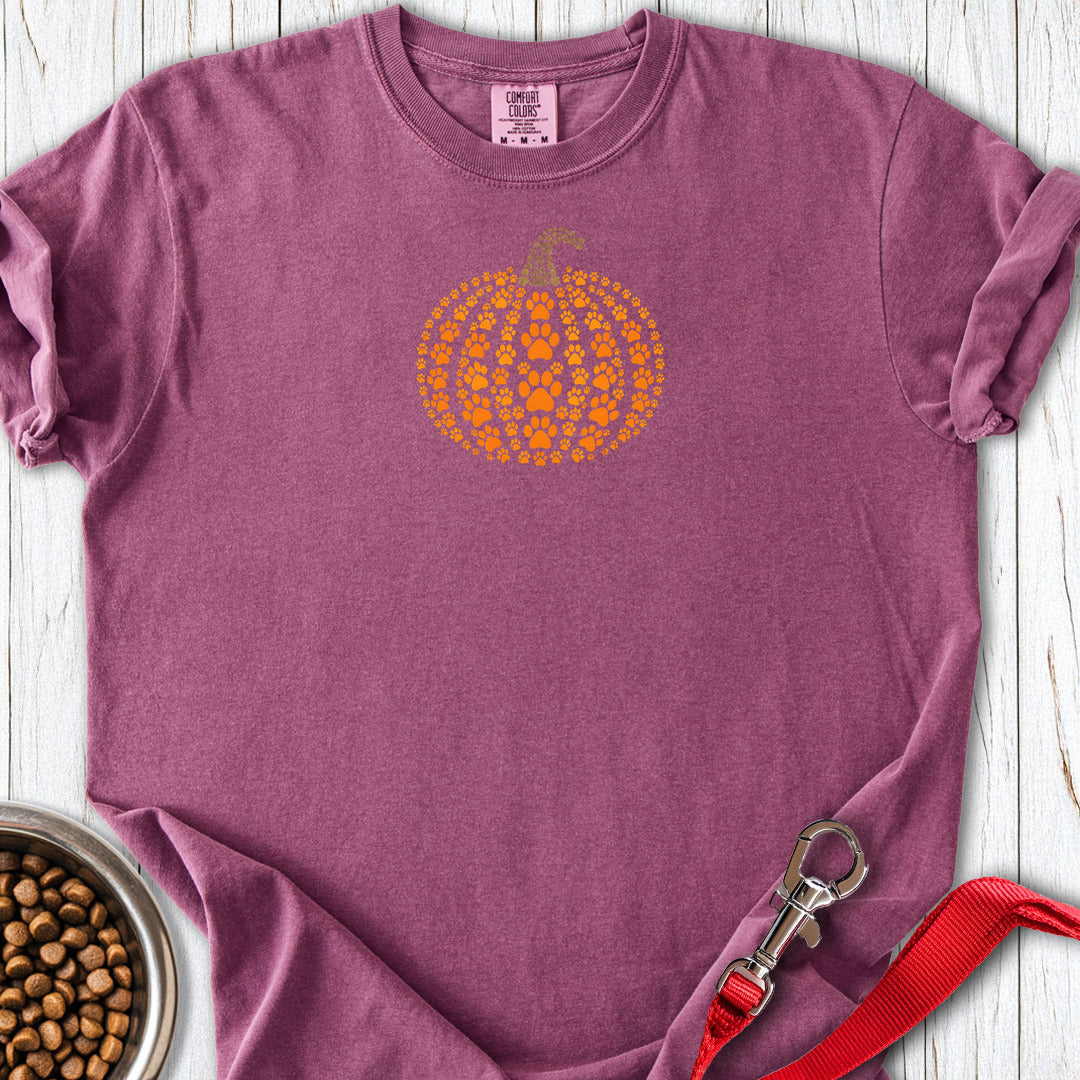 Paw Print Pumpkin Premium Tee (Small Print) — Berry