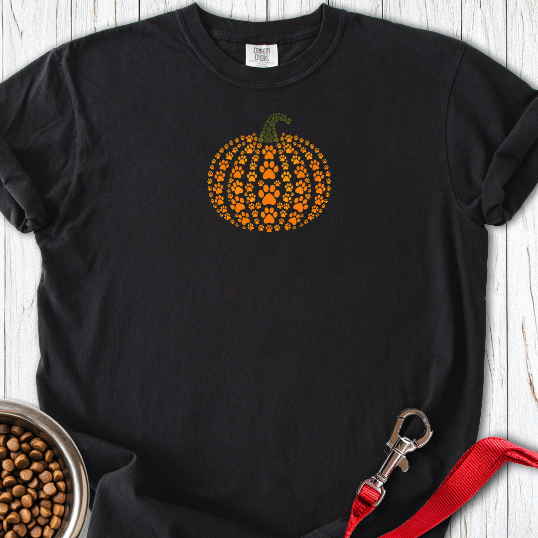 Paw Print Pumpkin Premium Tee (Small Print) — Black