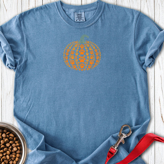 Paw Print Pumpkin Premium Tee (Small Print) Blue Jean