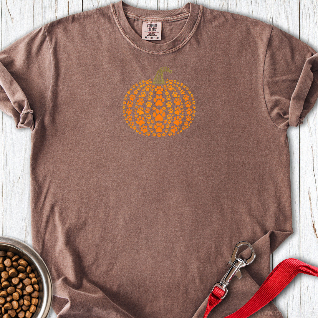 Paw Print Pumpkin Premium Tee (Small Print) — Espresso