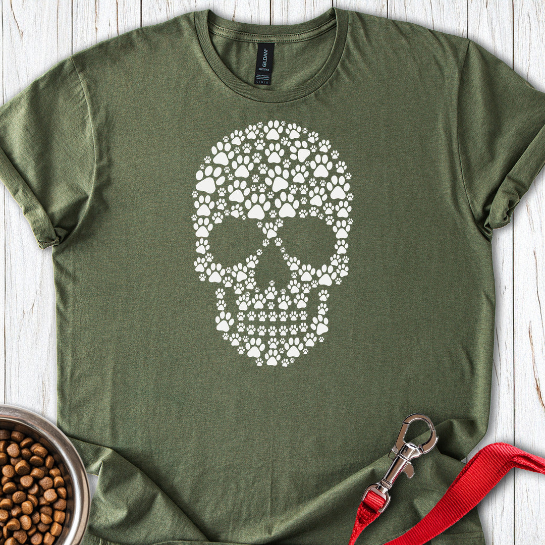 Paw Prints Halloween Skull Military Green