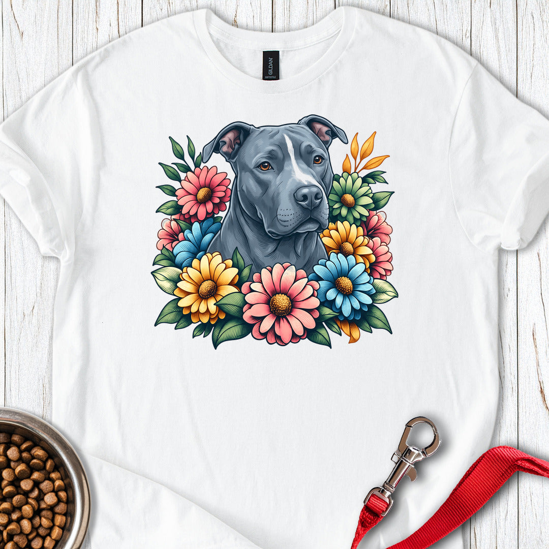 Pitbull Blue Flower Wreath — White