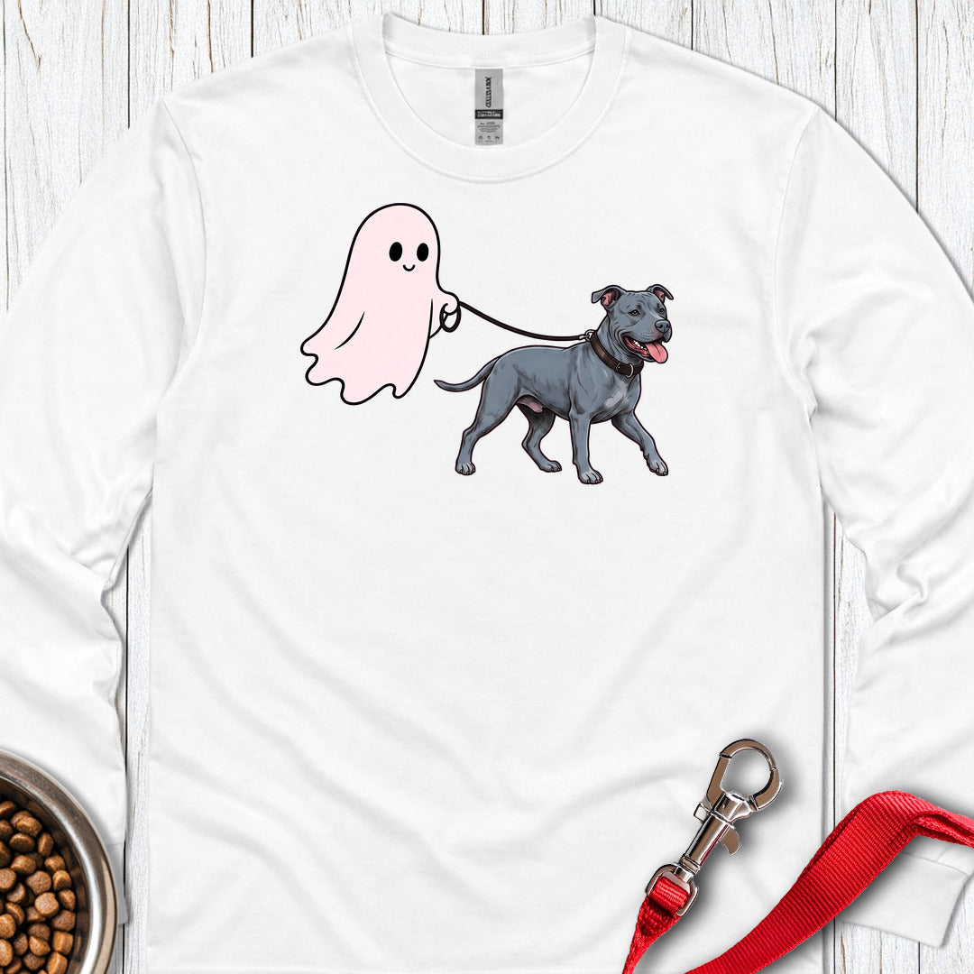 Pitbull Blue Ghost Walk Long Sleeve — White