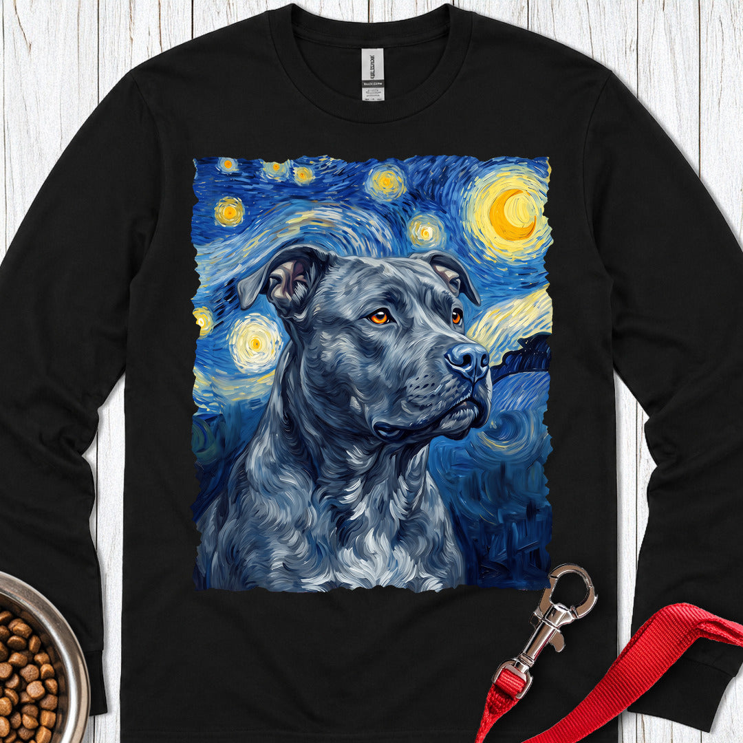 Pitbull Blue Van Gogh Long Sleeve — Black