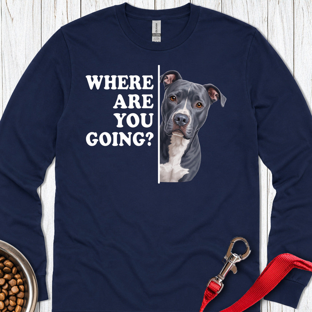 Pitbull Blue Where Are You Going Long Sleeve — Navy