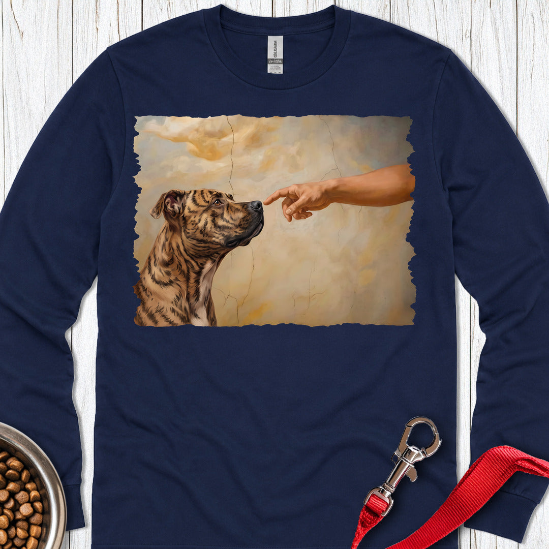 Pitbull Brindle Creation Long Sleeve — Navy