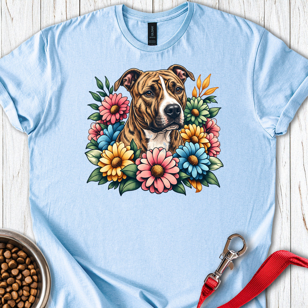 Pitbull Brindle Flower Wreath — Light Blue