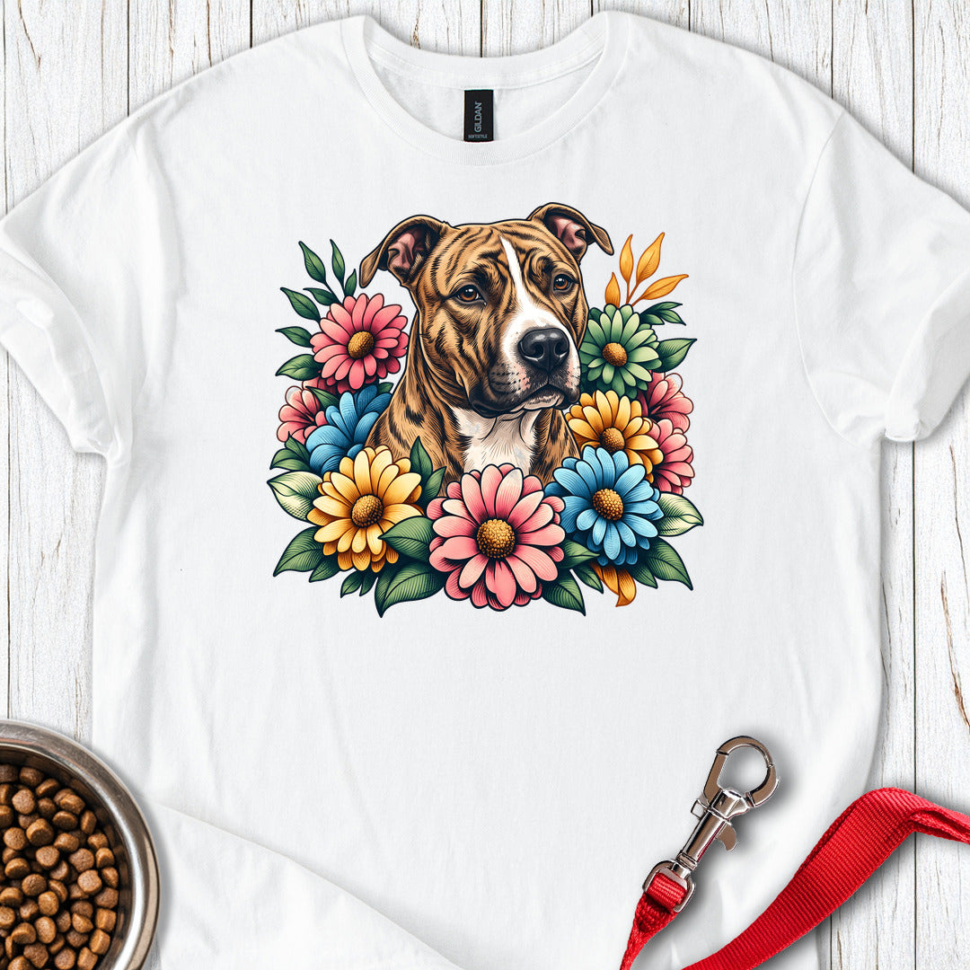 Pitbull Brindle Flower Wreath — White