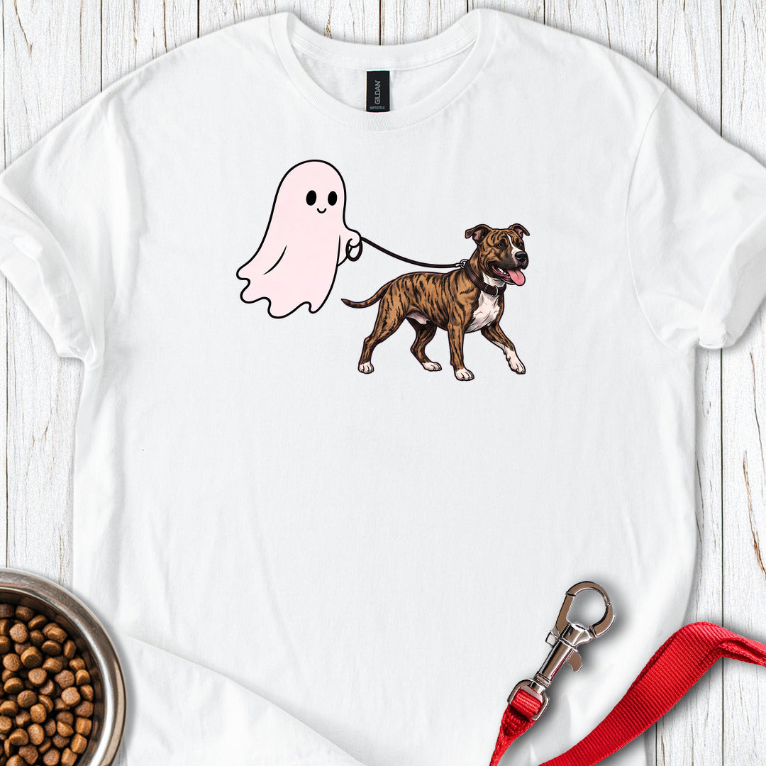 Pitbull Brindle Ghost Walk — White