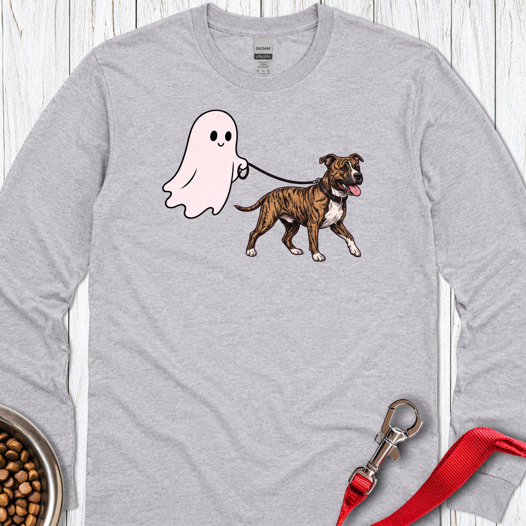 Pitbull Brindle Ghost Walk Long Sleeve — Sport Grey