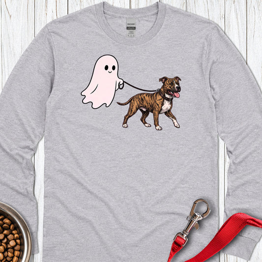 Pitbull Brindle Ghost Walk Long Sleeve — Sport Grey