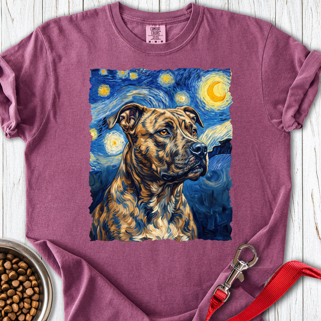 Pitbull Brindle Van Gogh Premium Tee — Berry