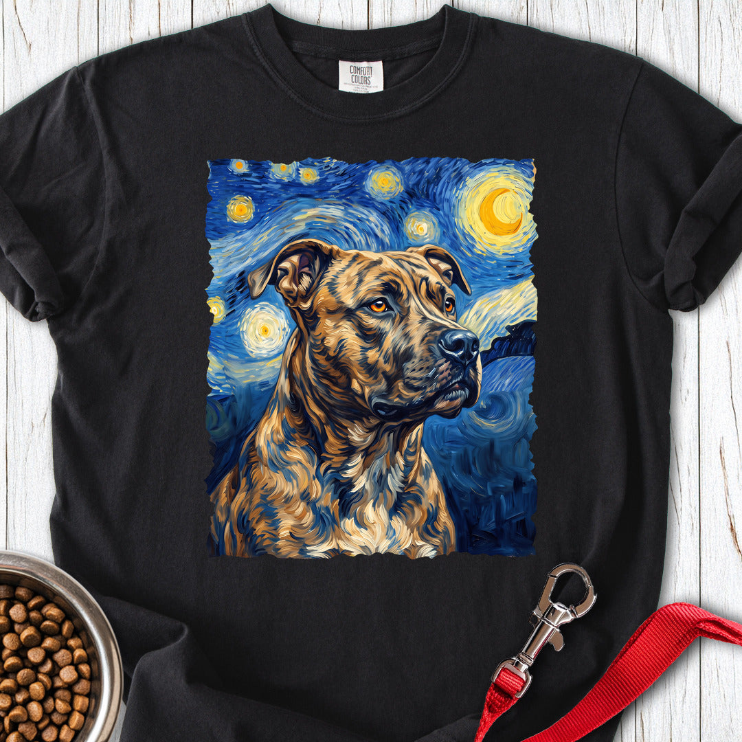 Pitbull Brindle Van Gogh Premium Tee — Black