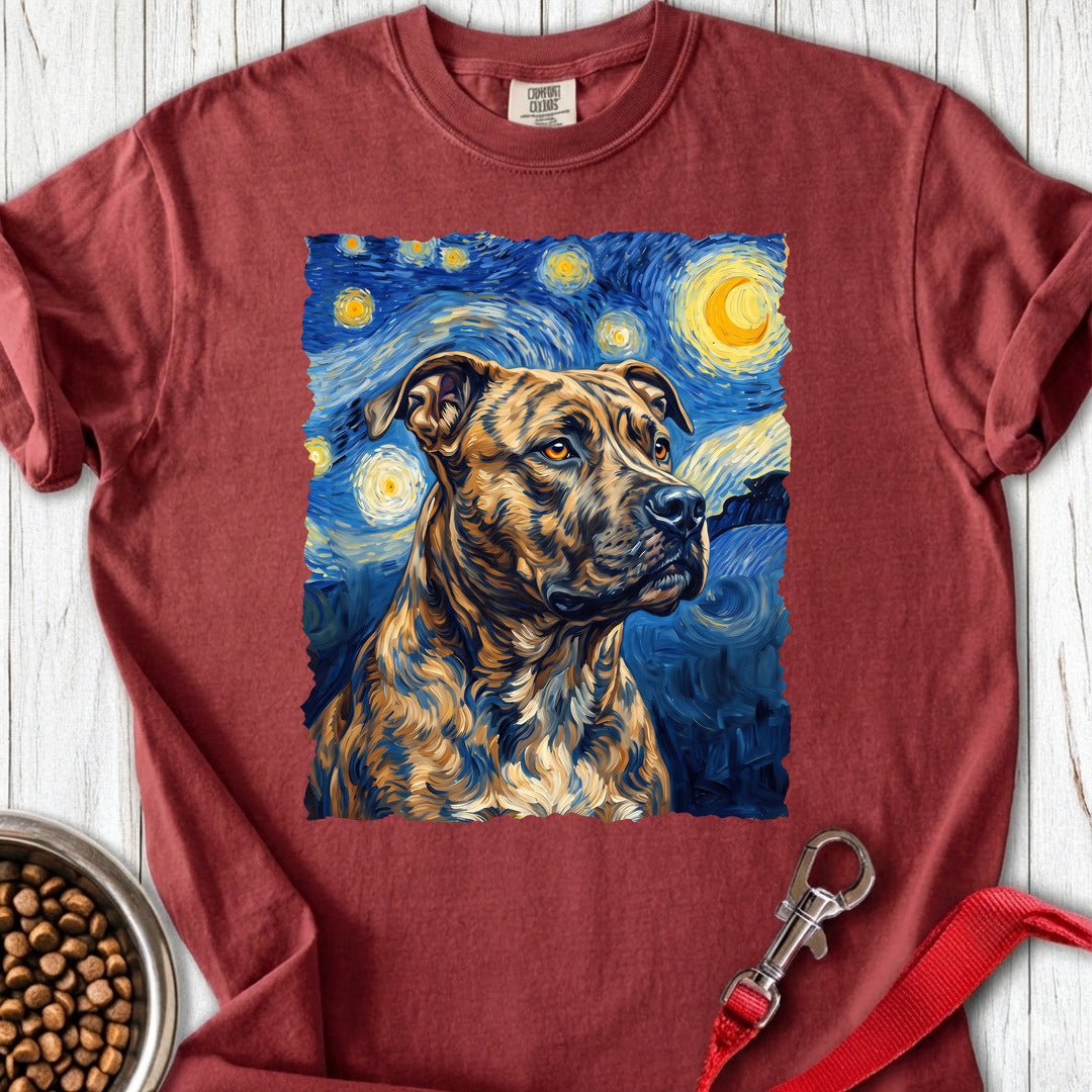 Pitbull Brindle Van Gogh Premium Tee — Brick
